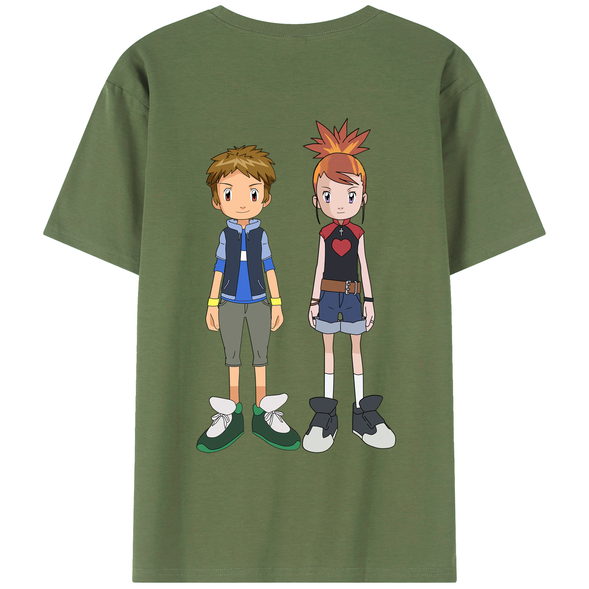 （画像用） Digimon デジタルモンスター/デジモン 綿100％ メンズ半袖Tシャツ（バックプリント） 通気性